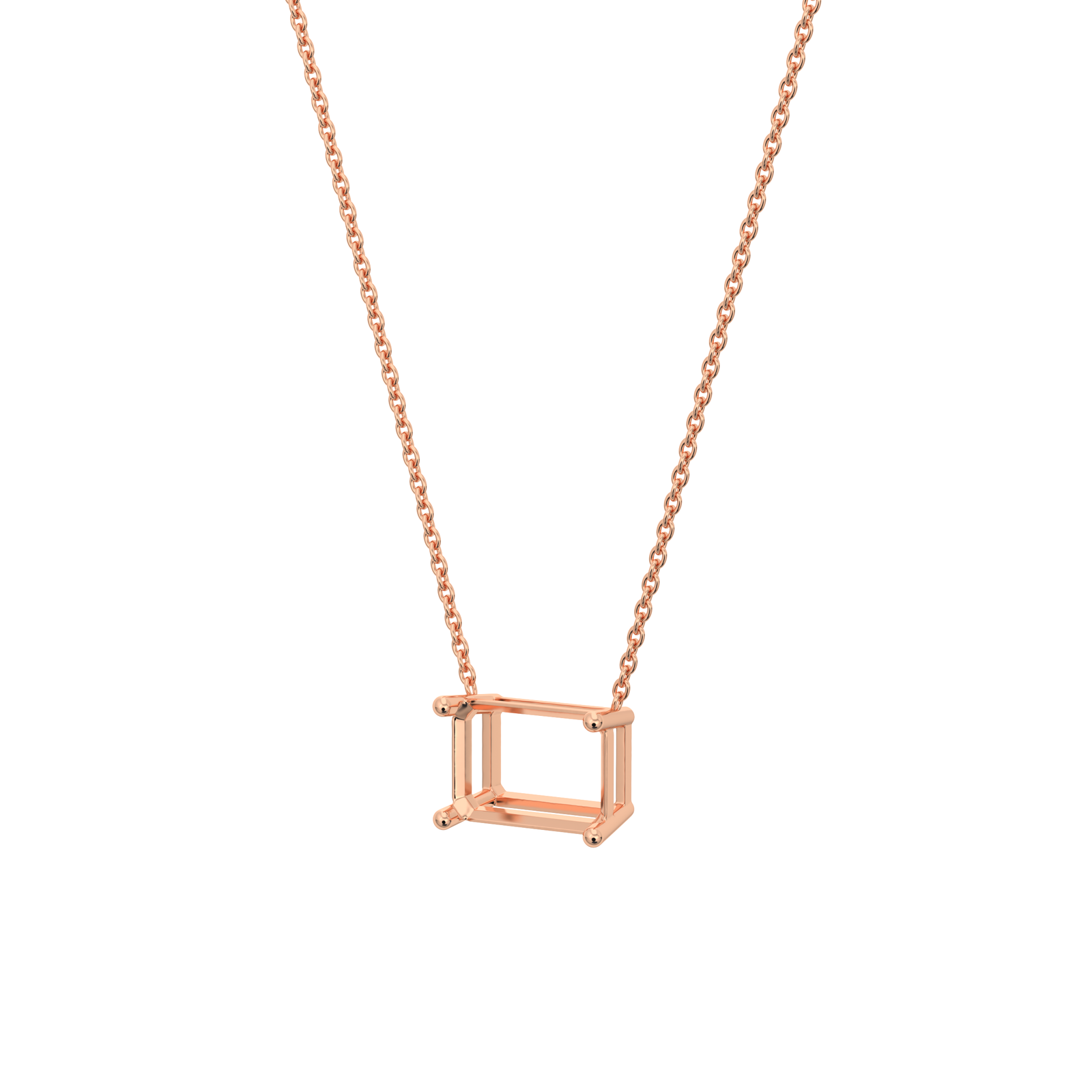 lab-grown-diamond-emerald-rose-gold-horizontal-basket-necklace שרשרת יהלום מעבדה ל - אמרלד 0.5 קראט לרוחב - זהב 14K