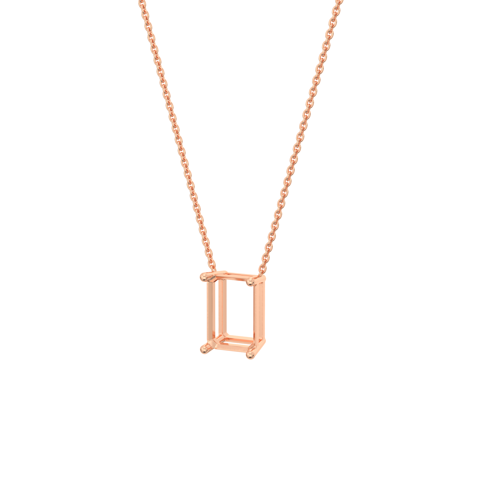 lab-grown-diamond-emerald-rose-gold-vertical-basket-necklace שרשרת יהלום מעבדה ל - אמרלד 0.5 קראט לאורך - זהב 14K
