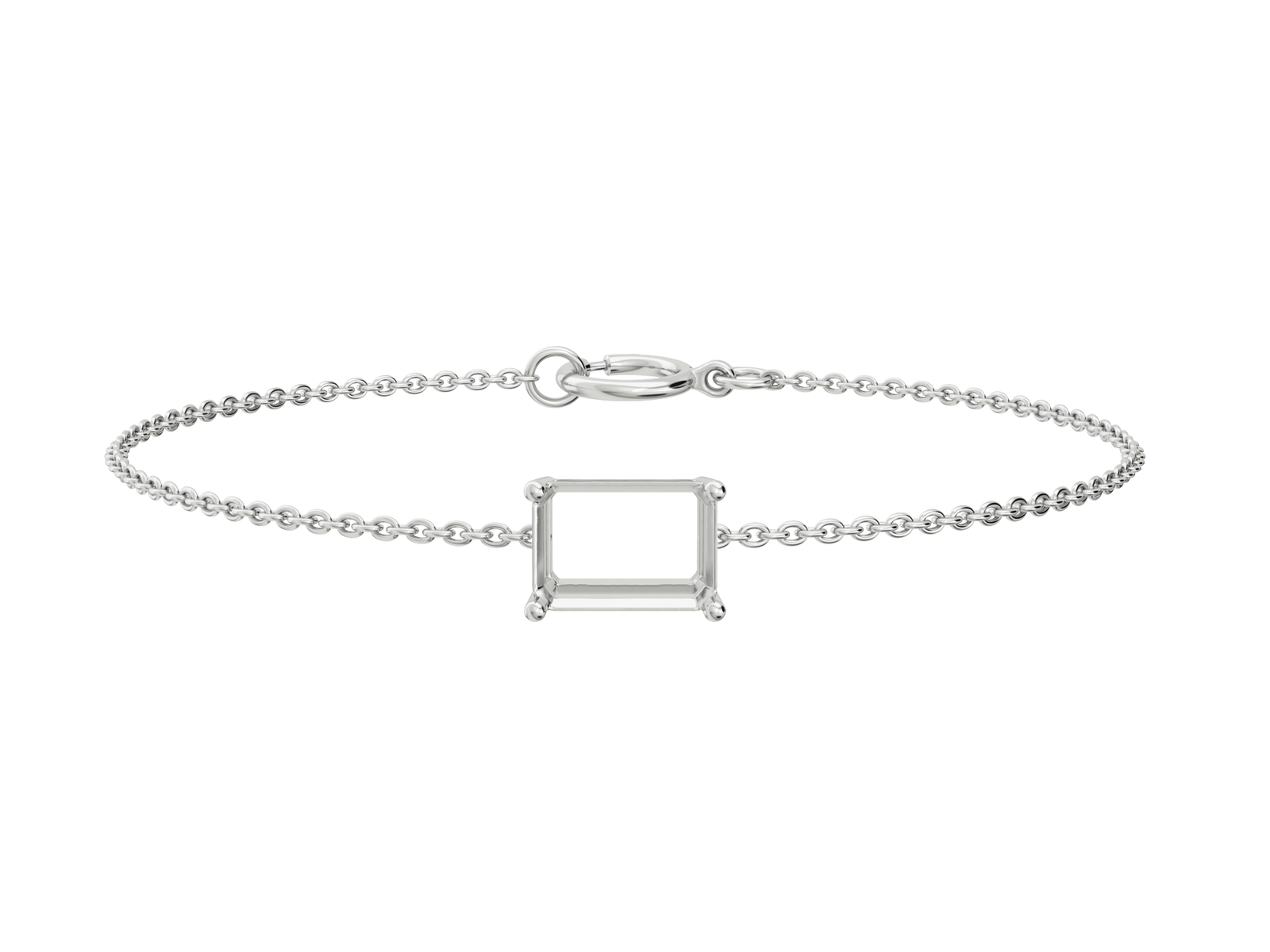 lab-grown-diamond-emerald-white-gold-horizontal-basket-bracelet צמיד ל- יהלום מעבדה אמרלד 0.5 קראט לרוחב – זהב 14K
