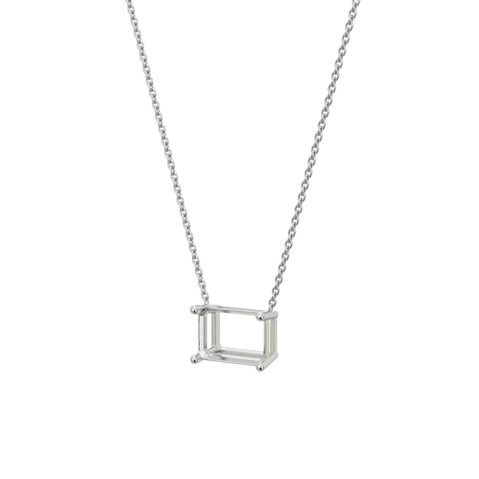 lab-grown-diamond-emerald-white-gold-horizontal-basket-necklace שרשרת יהלום מעבדה ל - אמרלד 0.5 קראט לרוחב - זהב 14K