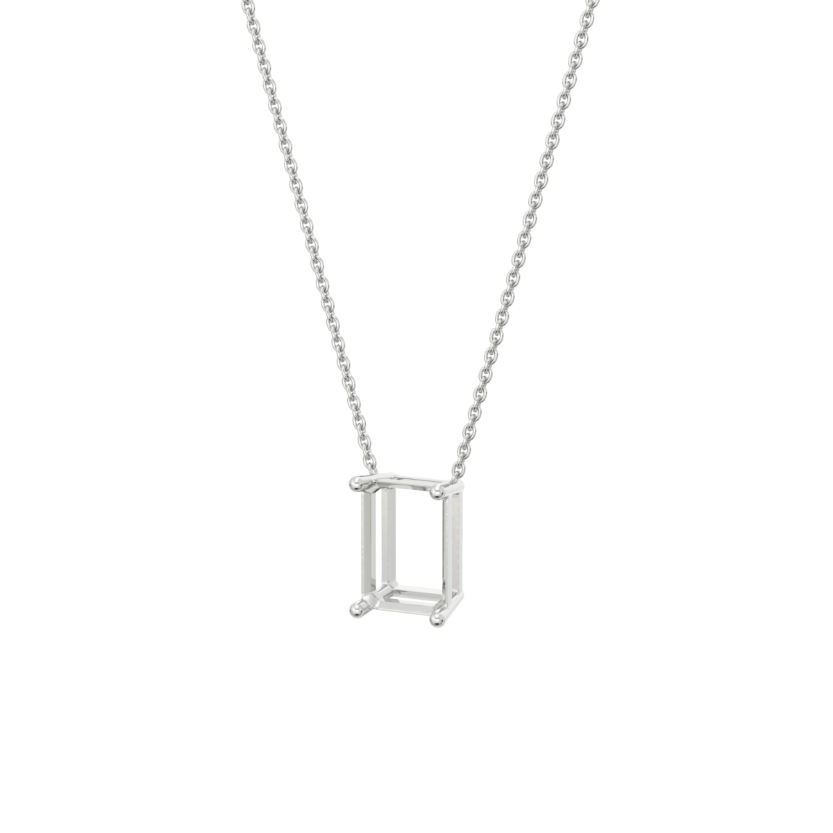 lab-grown-diamond-emerald-white-gold-vertical-basket-necklace שרשרת יהלום מעבדה ל - אמרלד 0.5 קראט לאורך - זהב 14K