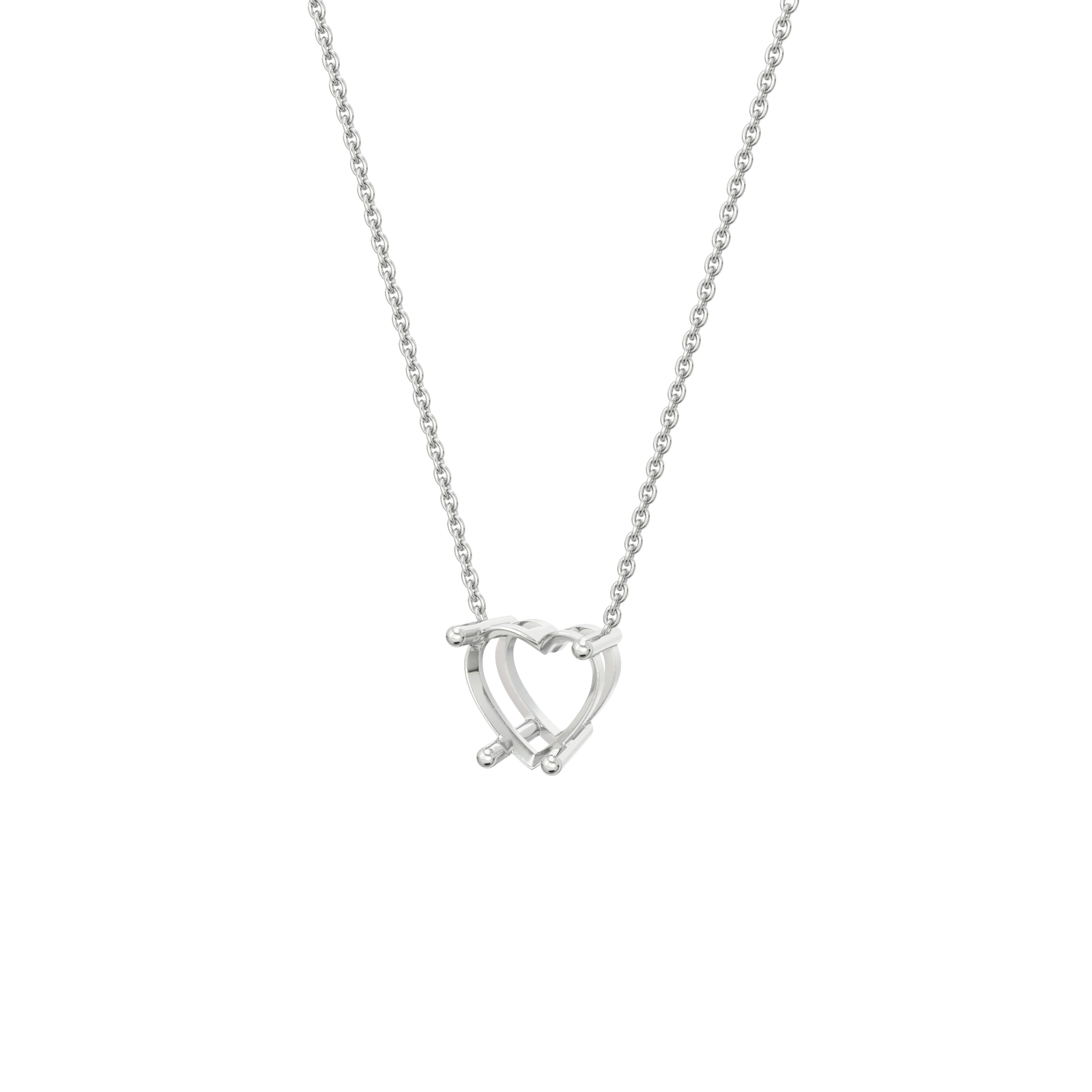 lab-grown-diamond-heart-white-gold-basket-necklace שרשרת יהלום מעבדה ל - לב - 2 קראט - זהב 14K