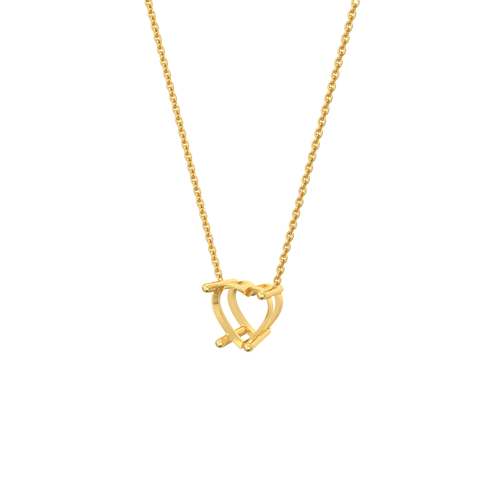 lab-grown-diamond-heart-yellow-gold-basket-necklace שרשרת יהלום מעבדה ל - לב - 2 קראט - זהב 14K