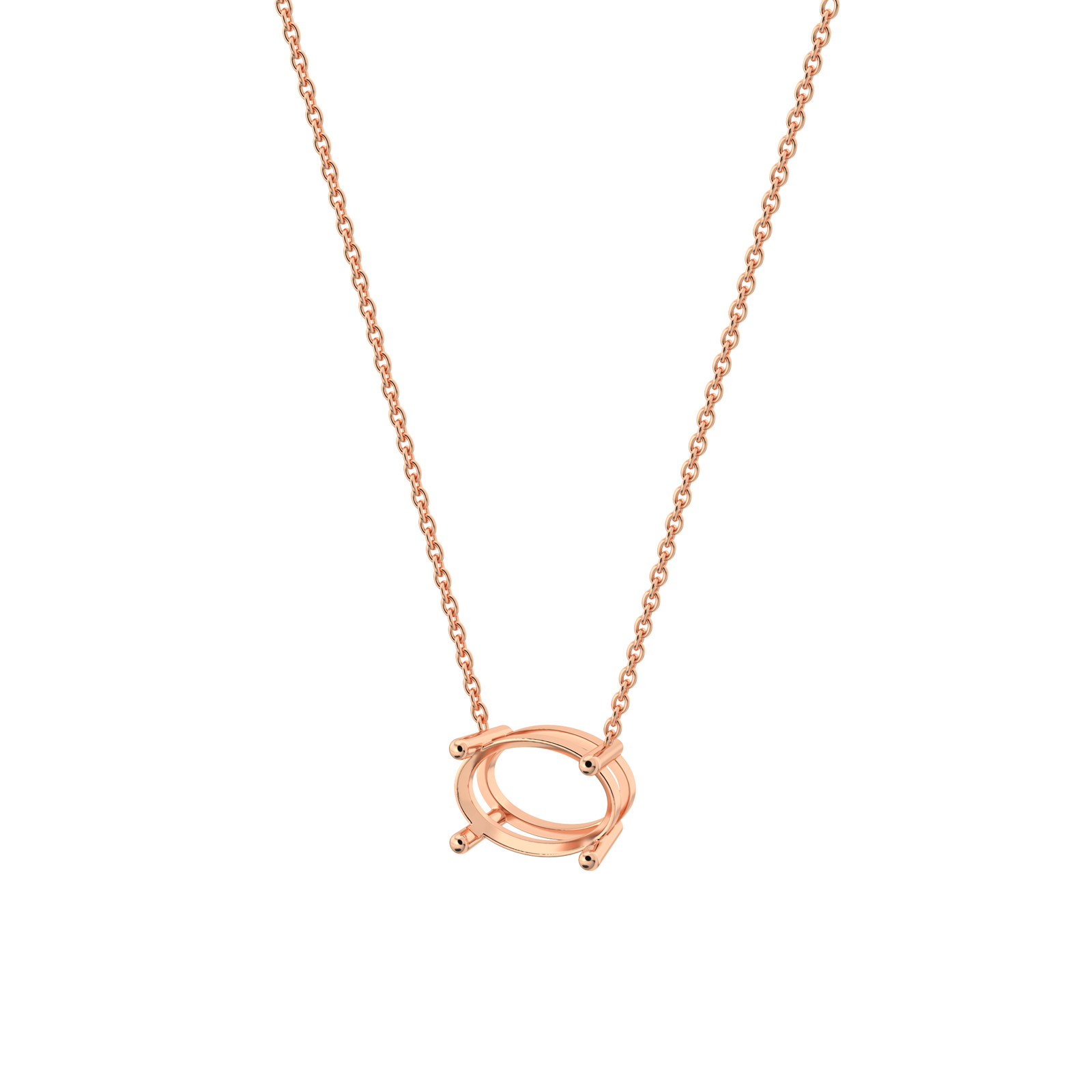 lab-grown-diamond-oval-rose-gold-horizontal-basket-necklace שרשרת יהלום מעבדה ל - אובל 0.5 קראט לרוחב - זהב 14K