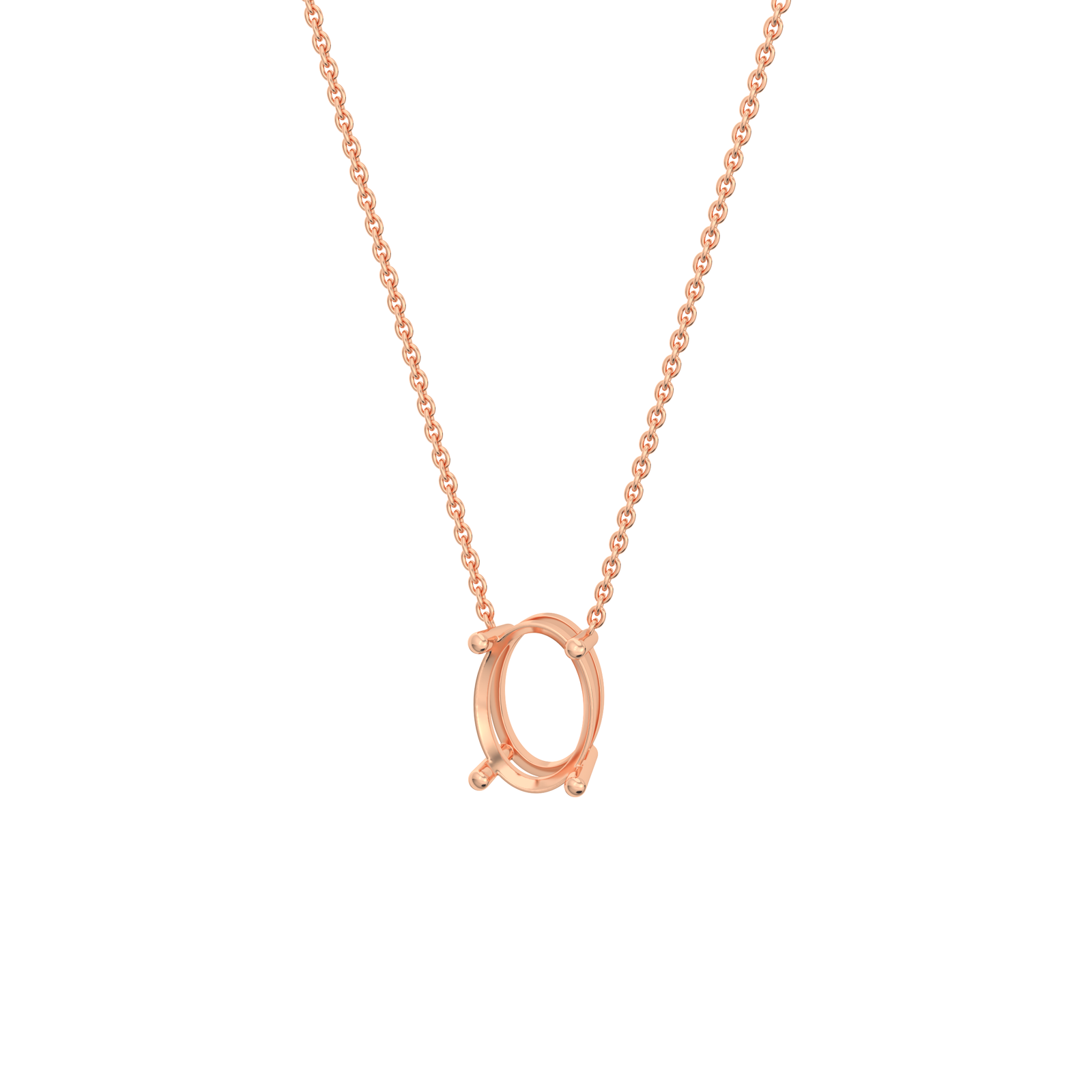 lab-grown-diamond-oval-rose-gold-vertical-basket-necklace שרשרת יהלום מעבדה ל - אובל 2 קראט לאורך - זהב 14K