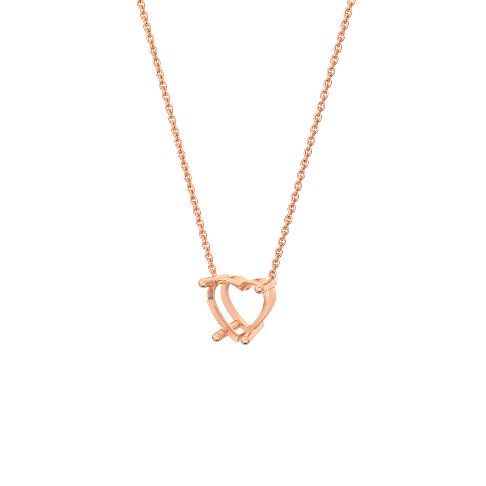 lab-grown-diamond-rose-white-gold-basket-necklace שרשרת יהלום מעבדה ל - לב - 2 קראט - זהב 14K