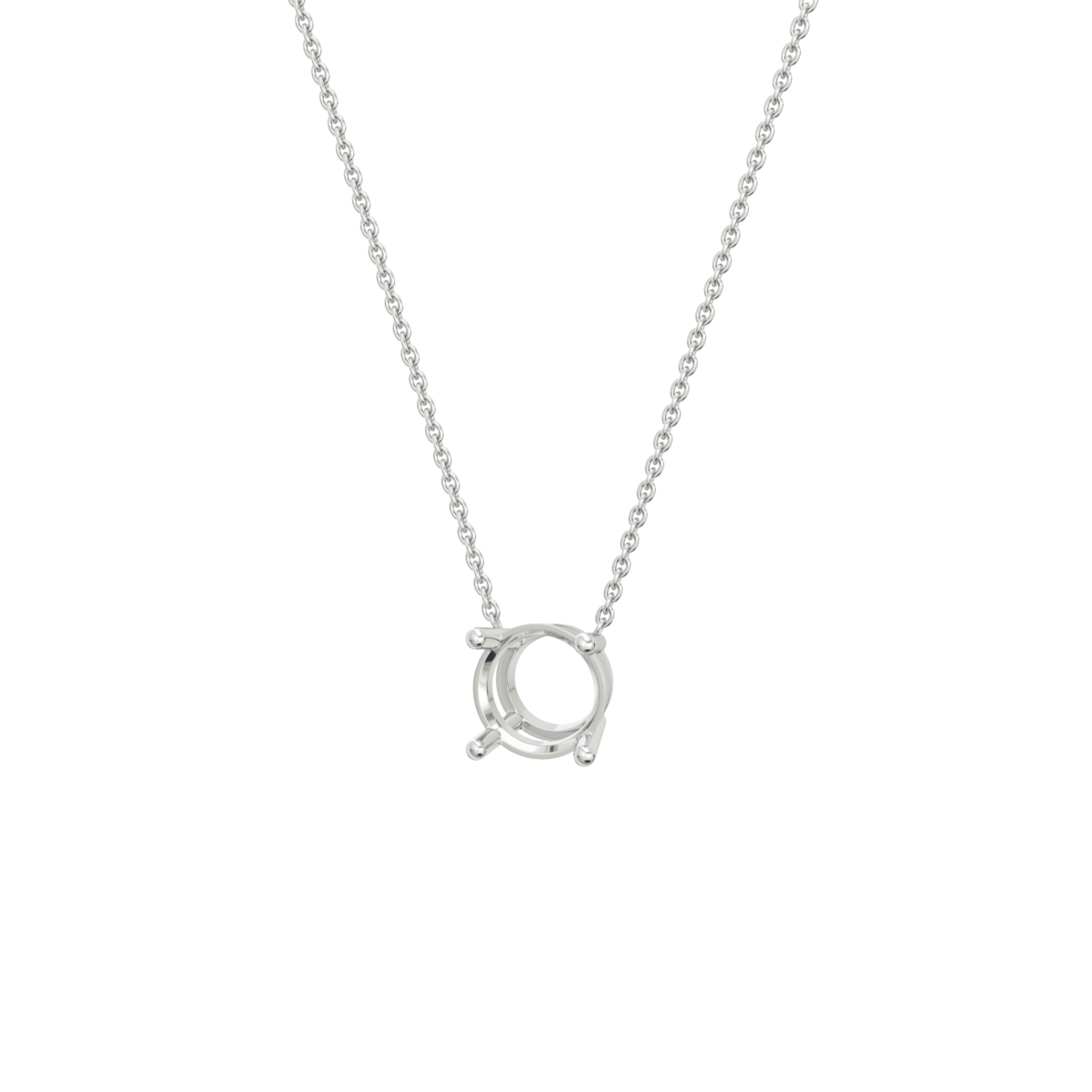 lab-grown-diamond-round-white-gold-basket-necklace שרשרת יהלום מעבדה ל - עגול - 3 קראט - זהב 14K